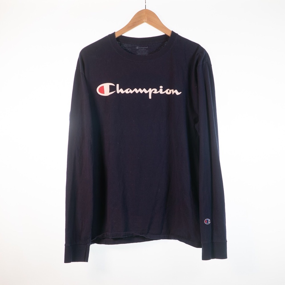 Long Sleeve Dark Blue Champion Graphic Tee!